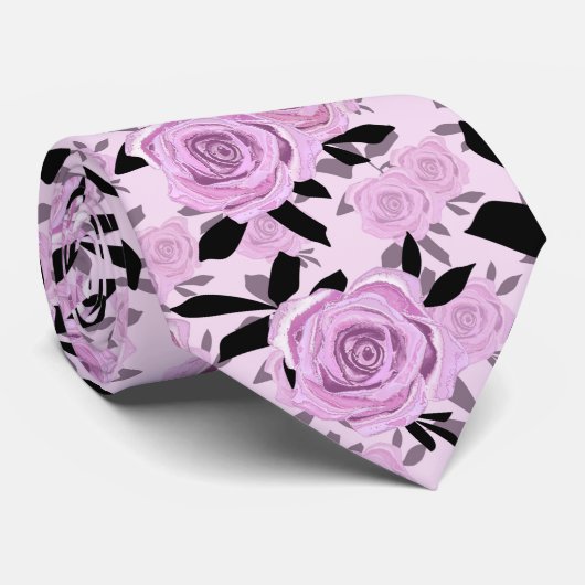 Rosa Rosen Krawatte (Gerollt)