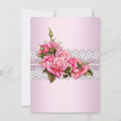 Rosa Rosen Kreuz Heilige Kommunion oder Taufe Einladung (Rückseite)