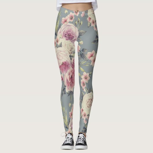 rosa Rosen Leggings (Vorderseite)