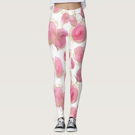 Rosa Rosen Leggings (Vorderseite)