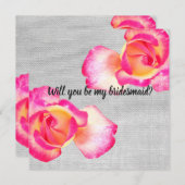 Rosa Rosen, Leinwand Bridesmaid Hochzeitskarte Einladung (Vorne/Hinten)