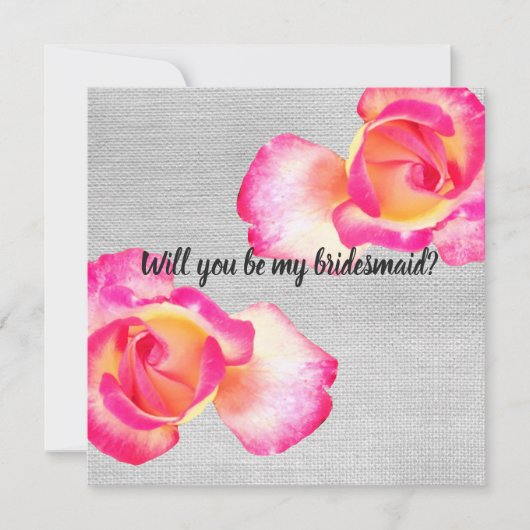 Rosa Rosen, Leinwand Bridesmaid Hochzeitskarte Einladung (Vorderseite)