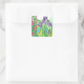 Rosa Rosen Lila Iris Aquarellfarben Blume Quadratischer Aufkleber (Tasche)