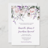 Rosa Rosen Lila Wildblumen Hochzeit Einladung (Vorderseite)
