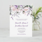 Rosa Rosen Lila Wildblumen Hochzeit Einladung (Stehend Vorderseite)