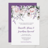Rosa Rosen Lila Wildblumen Hochzeit Einladung (Vorne/Hinten)