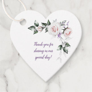 Rosa Rosen Lila Wildblumen Hochzeit | Geschenkanhänger