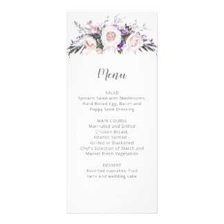 Rosa Rosen Lila Wildblumen Hochzeit | Menü