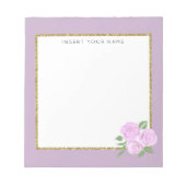 Rosa Rosen & Lilac Personalisiert Notepad 5.5" x 6 Notizblock (Vorderseite)