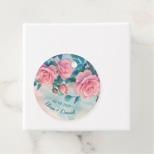 Rosa Rosen Malerei Brautparty CUSTOM Geschenkanhänger (Beispiel)