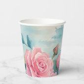 Rosa Rosen Malerei Brautparty CUSTOM Pappbecher (Rückseite)