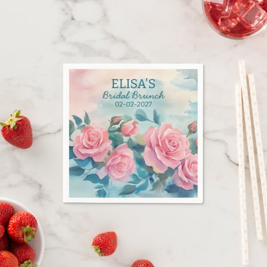 Rosa Rosen Malerei Brautparty CUSTOM Serviette (Beispiel)