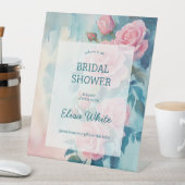 Rosa Rosen Malerei Brautparty CUSTOM Sockelschild (In Situ)