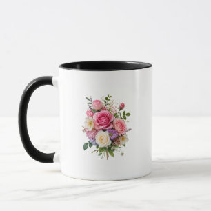 Rosa-Rosen-Mischblumenstrauß-Tasse Tasse