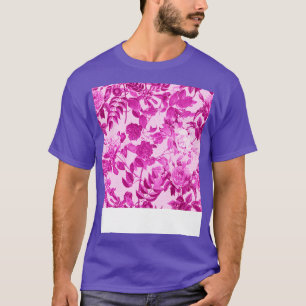 Rosa Rosen mit Blätter Muster T-Shirt