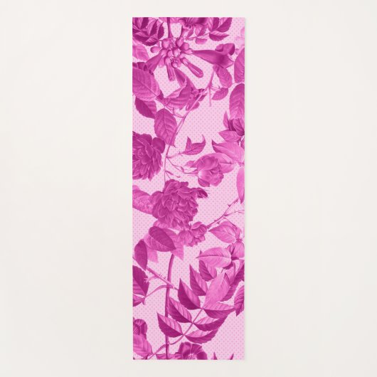 Rosa Rosen mit Blätter Muster Yogamatte (Vorderseite)