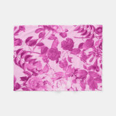 Rosa Rosen mit Blättermuster Fleecedecke (Vorderseite (Horizontal))