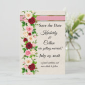 Rosa Rosen mit goldener Hochzeit Einladung (Stehend Vorderseite)