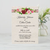 Rosa Rosen mit goldener Hochzeit Einladung (Stehend Vorderseite)