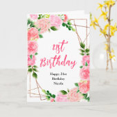 Rosa Rosen mit Laub Geburtstag Karte (Gelbe Blume)
