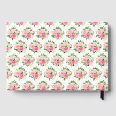 Rosa Rosen mit Laub Hochzeit Gästebuch (Rückseite)