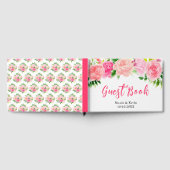 Rosa Rosen mit Laub Hochzeit Gästebuch (Voll)