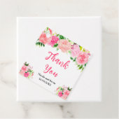 Rosa Rosen mit Laub Hochzeit Geschenkanhänger (Beispiel)
