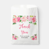 Rosa Rosen mit Laub Hochzeit Geschenktütchen (Vorderseite)