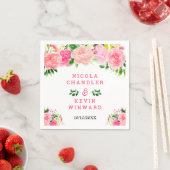Rosa Rosen mit Laub Hochzeit Serviette (Beispiel)