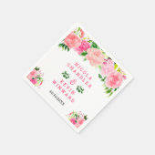 Rosa Rosen mit Laub Hochzeit Serviette (Ecke)