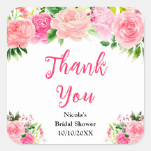 Rosa Rosen mit Laub Hochzeitsdusche Danke