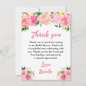 Rosa Rosen mit Laub Hochzeitsdusche Dankeskarte (Vorderseite)