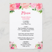 Rosa Rosen mit Laub Hochzeitsmenü Menükarte (Vorderseite)