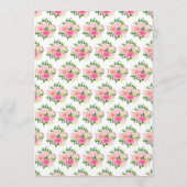 Rosa Rosen mit Laub Hochzeitsmenü Menükarte (Rückseite)