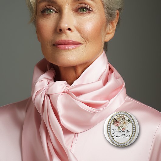 Rosa Rosen mit Perlen Großmutter der Braut Button