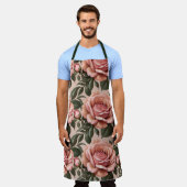 Rosa Rosen mit Pinselstrich-Blättern  Schürze (Getragen)