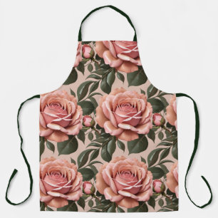 Rosa Rosen mit Pinselstrich-Blättern Schürze
