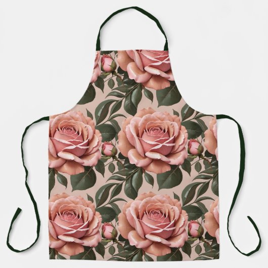 Rosa Rosen mit Pinselstrich-Blättern  Schürze (Vorderseite)