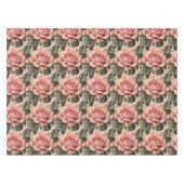 Rosa Rosen mit Pinselstrich-Blättern Tischdecke (Vorderseite (Horizontal))
