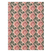 Rosa Rosen mit Pinselstrich-Blättern Tischdecke (Vorderseite)