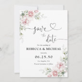 Rosa Rosen mit rosa Farbe speichern die Datumskart Save The Date (Vorderseite)