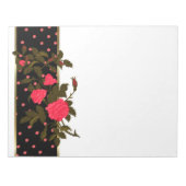 Rosa Rosen mit rosa Polka Punkte an der schwarzen  Notizblock (Vorderseite)