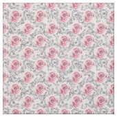 Rosa Rosen mit schwarzem und weißem Blumenhintergr Stoff (Muster)