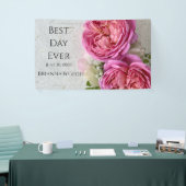 Rosa Rosen mit Textfläche Banner (Messeveranstaltung)