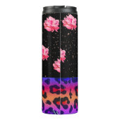 Rosa Rosen mit Tierdruck Thermosbecher (Rückseite)