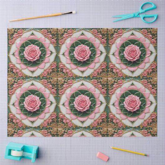 Rosa Rosen Moderne schöne Sammlung Seidenpapier (Basteln)