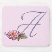 Rosa Rosen-Monogramm A Mousepad (Vorne)