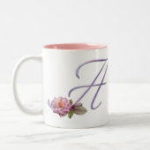 Rosa Rosen-Monogramm A Zweifarbige Tasse (Links)