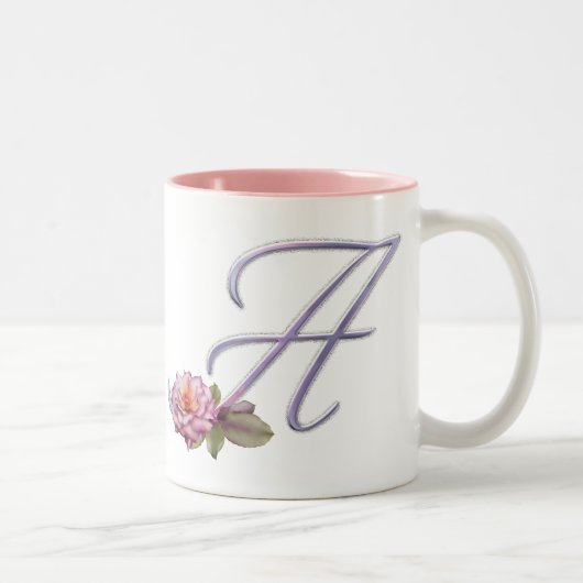 Rosa Rosen-Monogramm A Zweifarbige Tasse (Rechts)