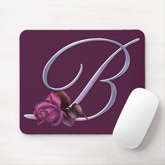 Rosa Rosen-Monogramm B Mousepad (Mit Mouse)